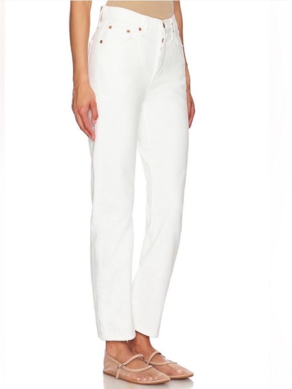 Levi’s 501 Classic High-Rise Straight Leg Jeans - White